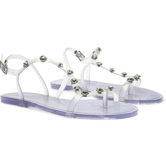 Schutz Bria Crystal Clear Jelly Embellished Sandal with Dust Bag Size 6 NIB - Picture 1 of 13